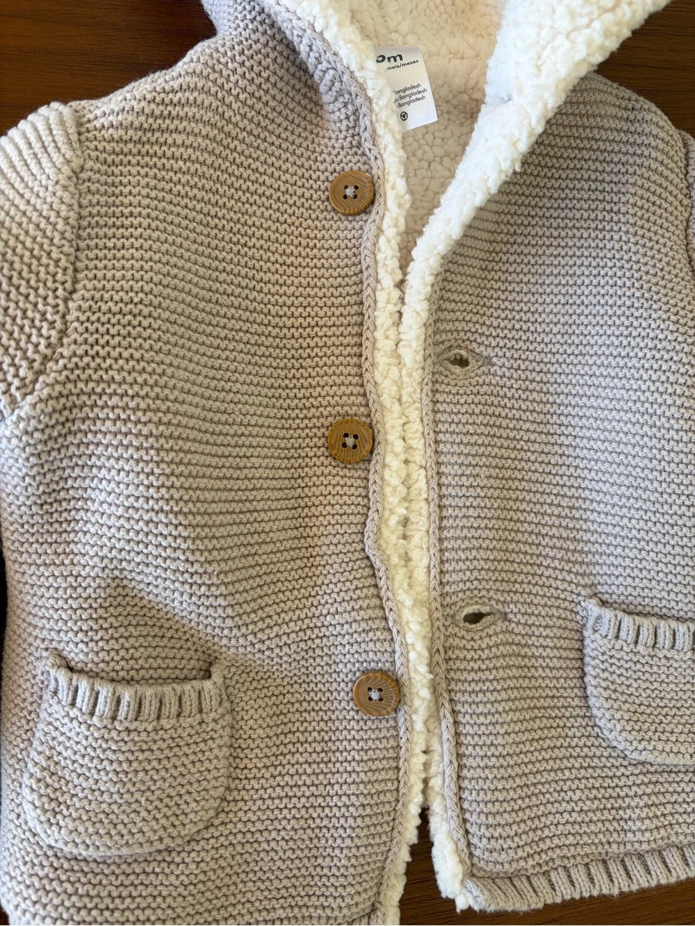Carter’s beige/light taupe cozy baby jacket with teddy ears 6-9months